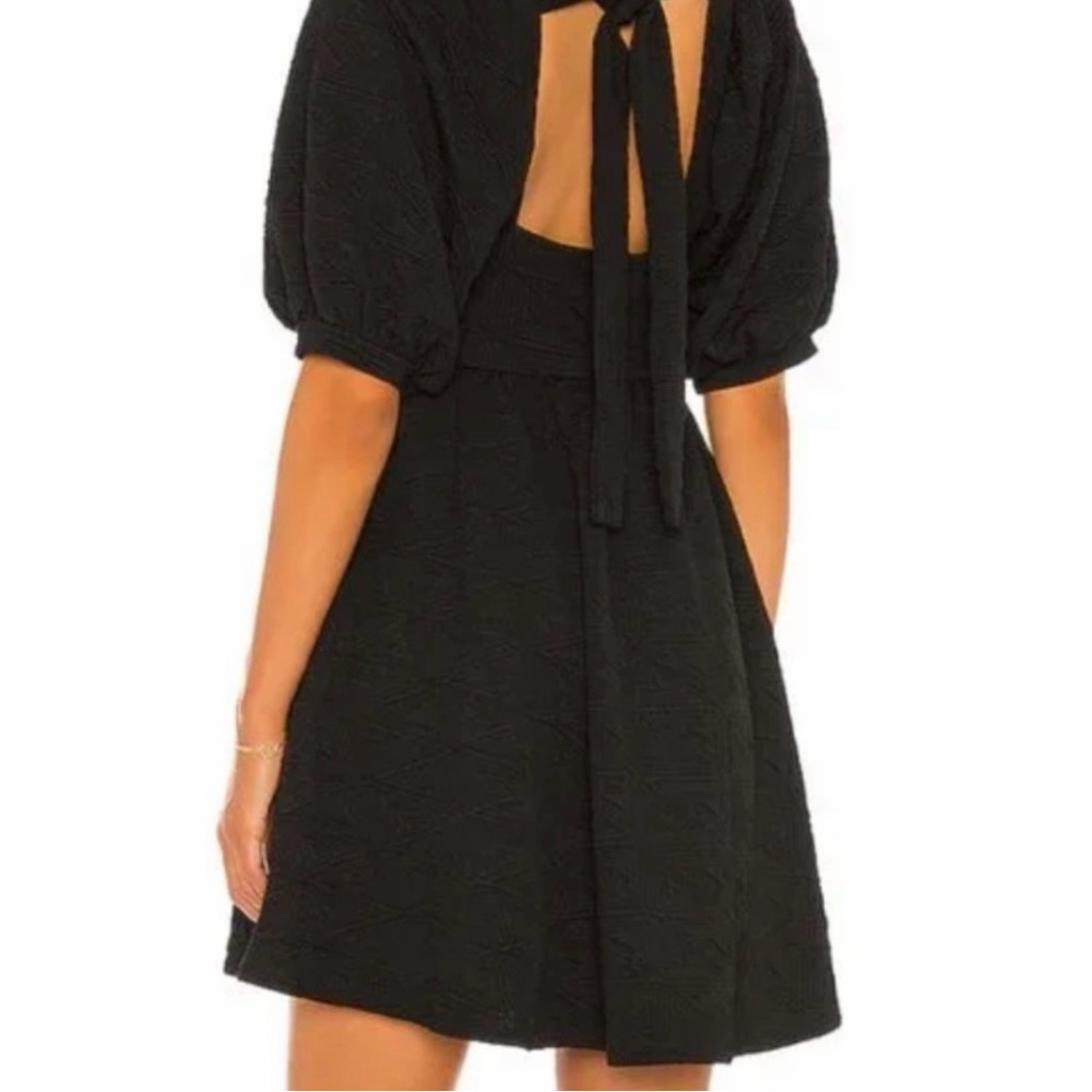 Free People Black Puff-Sleeve Square-Neck Mini Dress - Picture 2 of 2